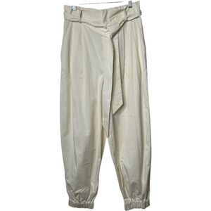 Aiifos Pauline Pants Size S High Rise Pleated Off-White Tie Waist Neutral